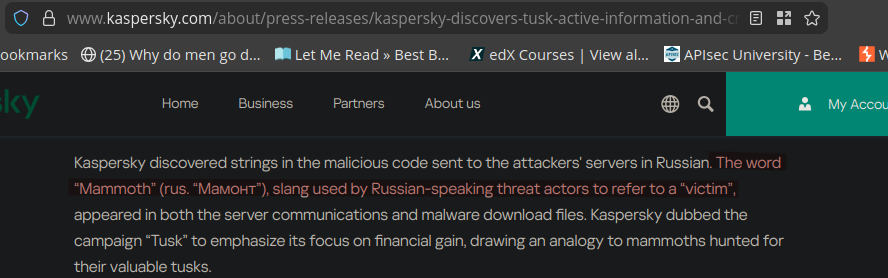 Tusk report Kaspersky