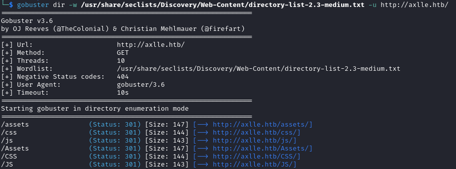 directory brute forcing attempt