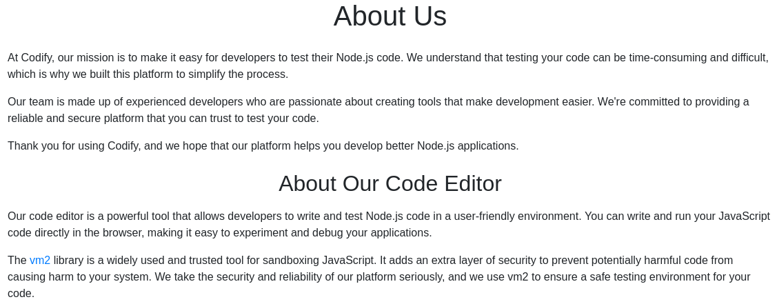 Codify About Section