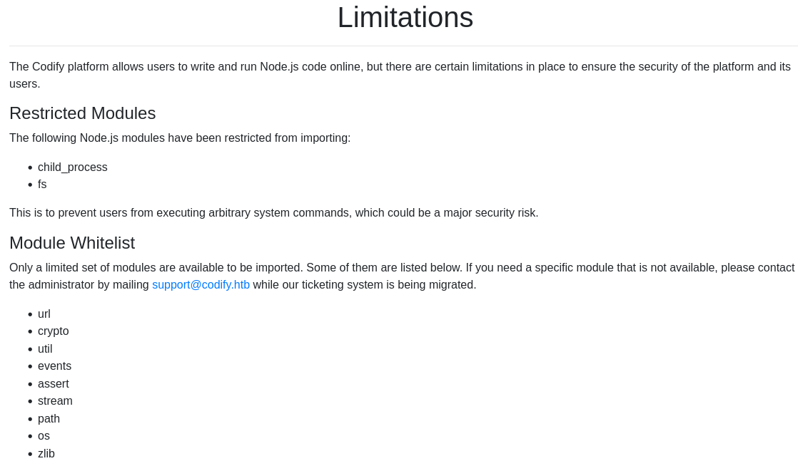 Codify Module Whitelist