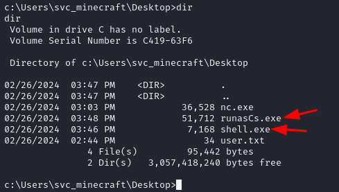 malicious file and runascs.exe on target