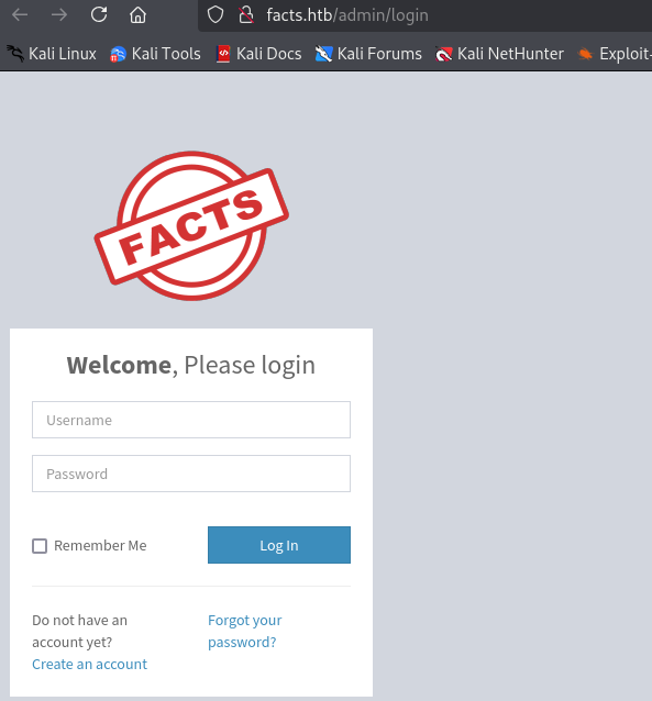 admin page