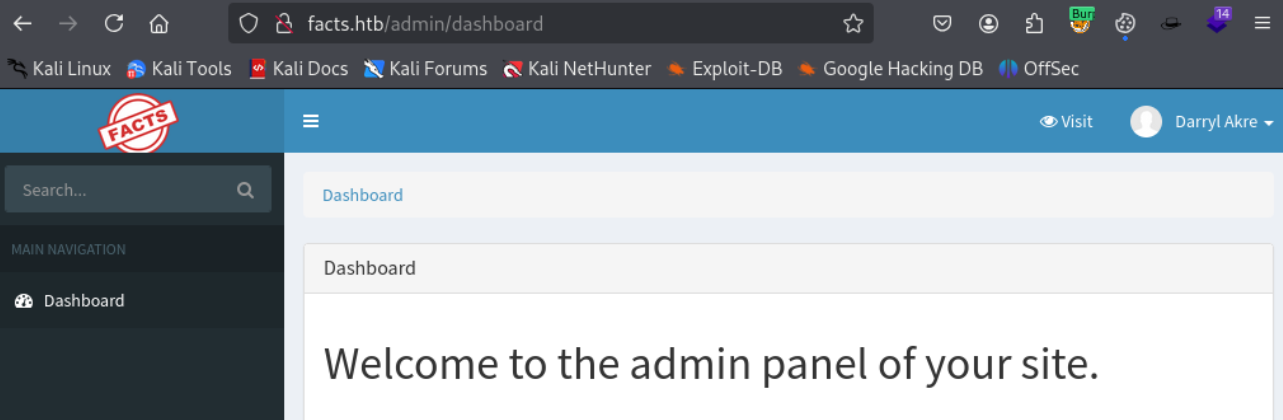 camaleonCMS dashboard
