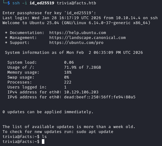 trivia SSH login
