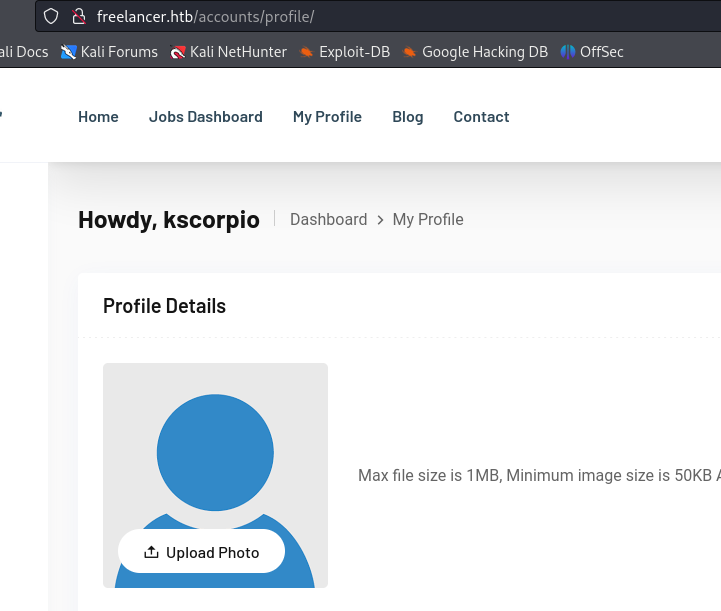 profile page