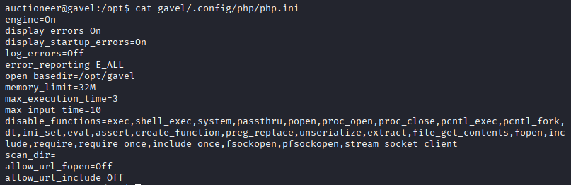 original php.ini file