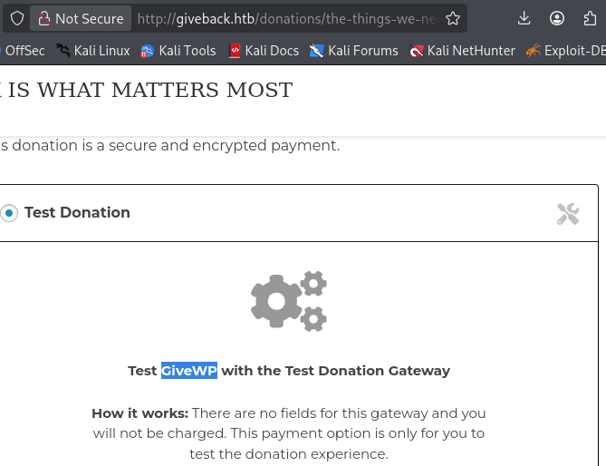 Giveback donation page