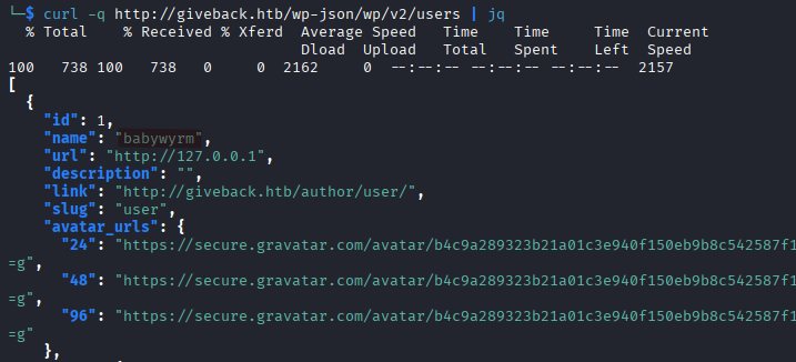 Giveback WordPress user enumeration