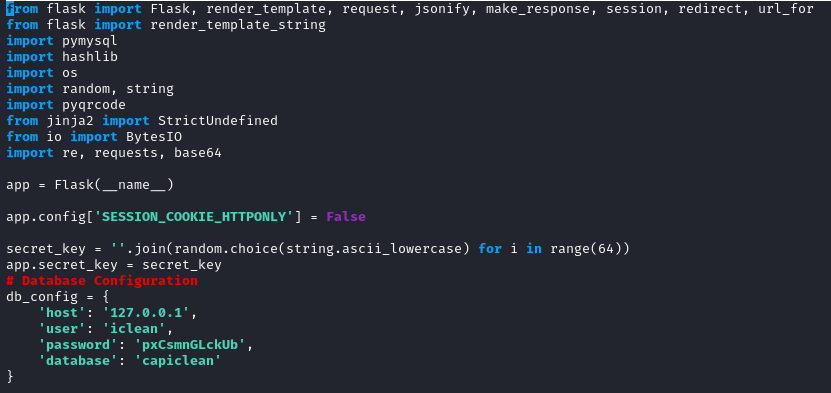 IClean database credentials