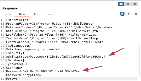 INI file - passwords found