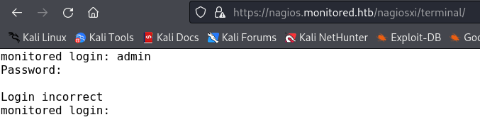 Nagios XI terminal endpoint