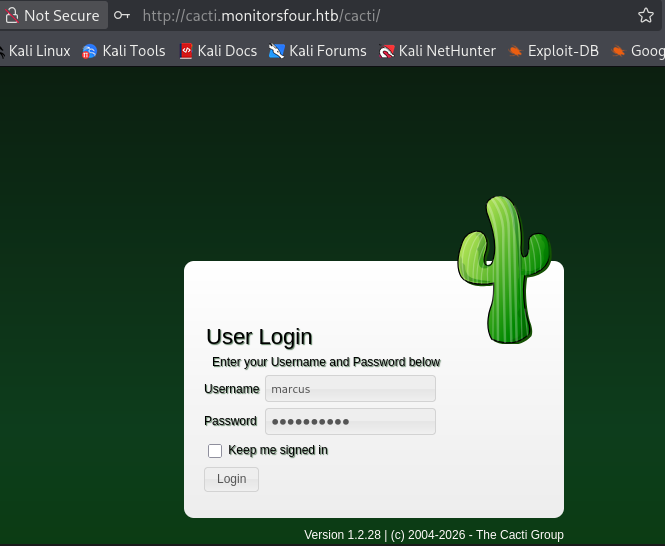 cacti login