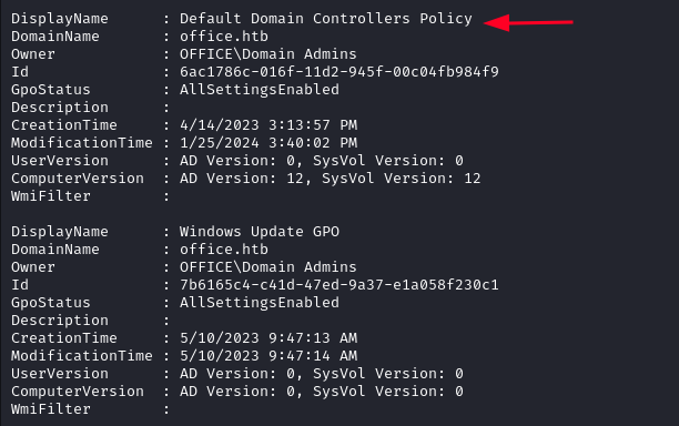 Default DC domain policy