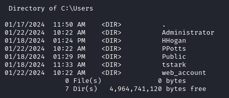 users directory on target system