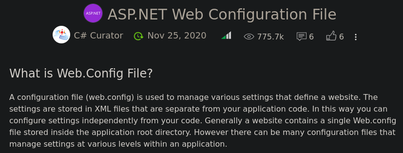 ASP.NET Web config file