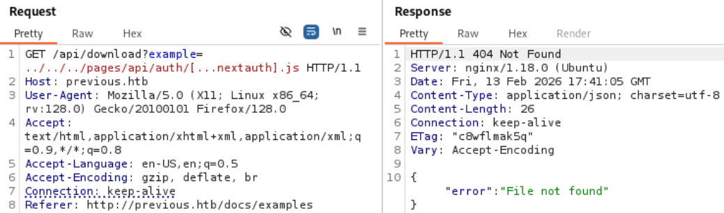 Previous nextauth 404