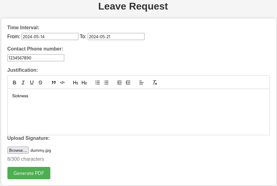 Leave request form