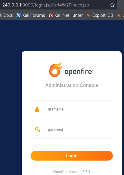 Openfire admin console