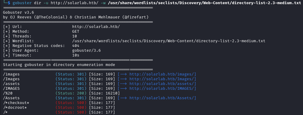 SolarLab directory bruteforcing