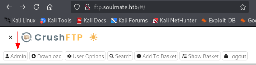 CrushFTP admin dashboard