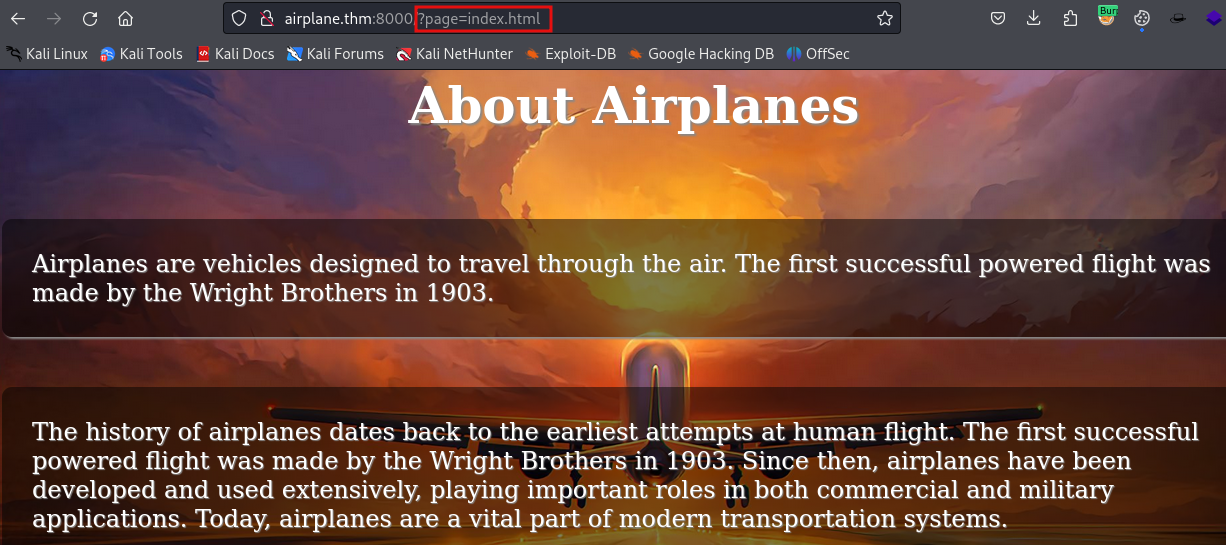 Airplane website