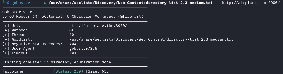 directory bruteforcing with Gobuster