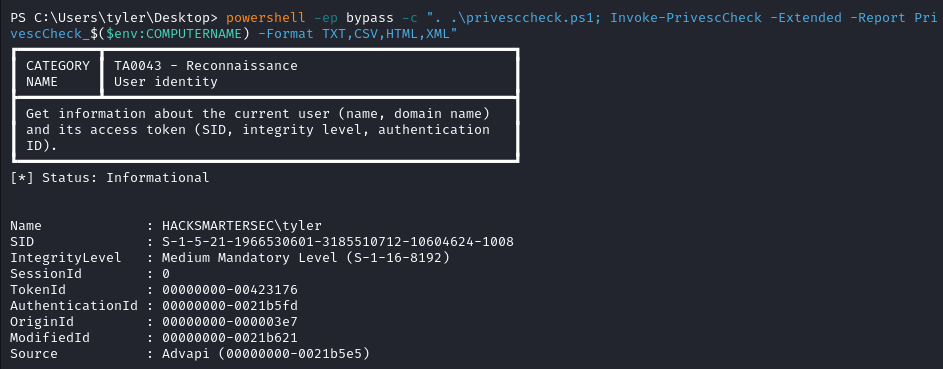 PrivescCheck works despite Microsoft Defender