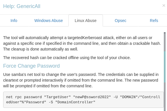 ForceChangePassword command