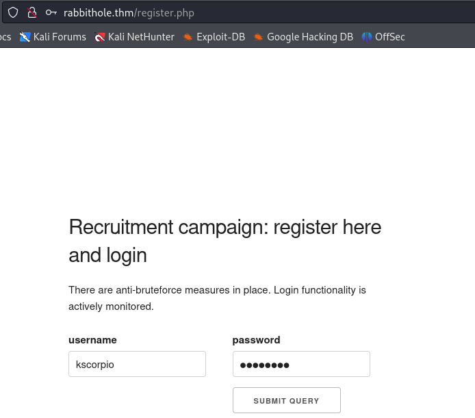 Account registration