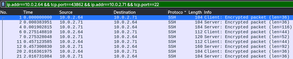 Wireshark SSH traffic