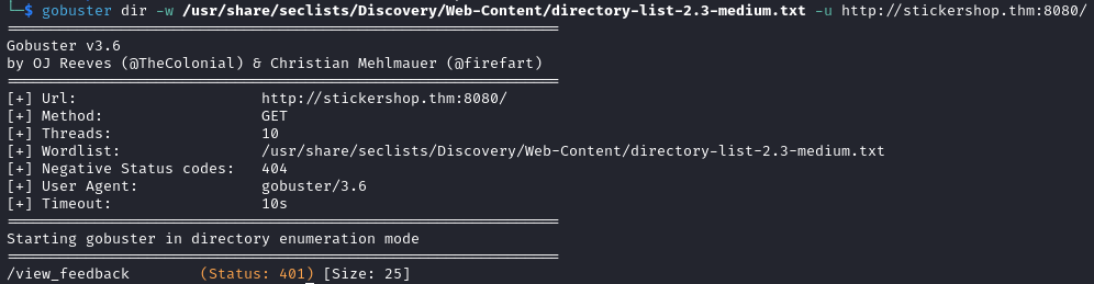 gobuster directory brute forcing