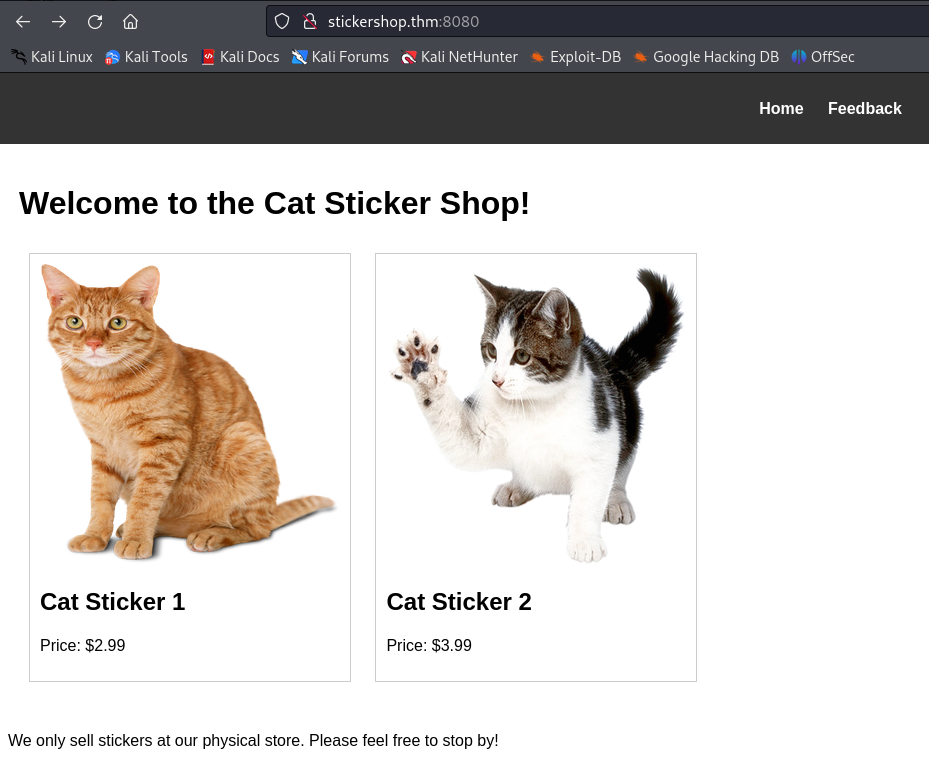 The sticker shop website